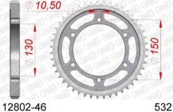 AFAM Tandwiel Achterzijde Staal 46T - 532