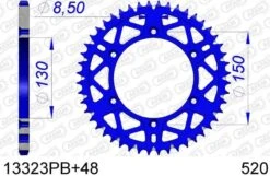 AFAM Tandwiel Achterzijde Aluminium 48T - 520 - Blauw